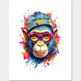 Cool Monkey in Glasses Posters and Art